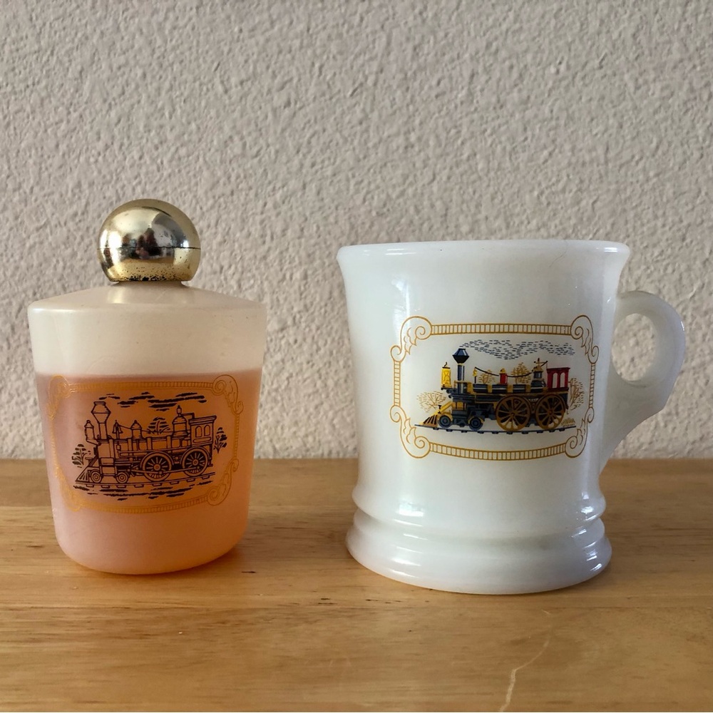 Collectable Avon Iron Horse Shaving Mug & Deep Woods Aftershave Locomotive 1974